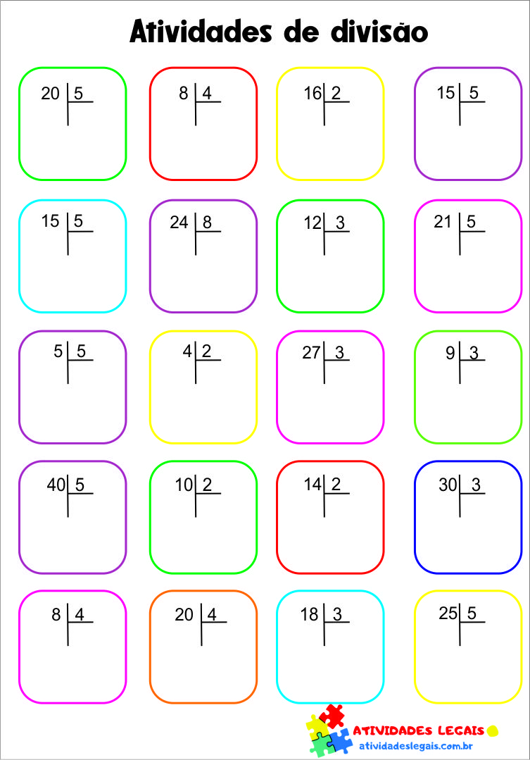 Atividade de Matemática para o 4º ano sobre divisão